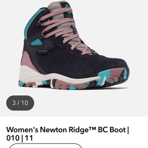 Columbia Women's Lace-Up Hiking Boot in dark charcoal with Pink & Teal Accents